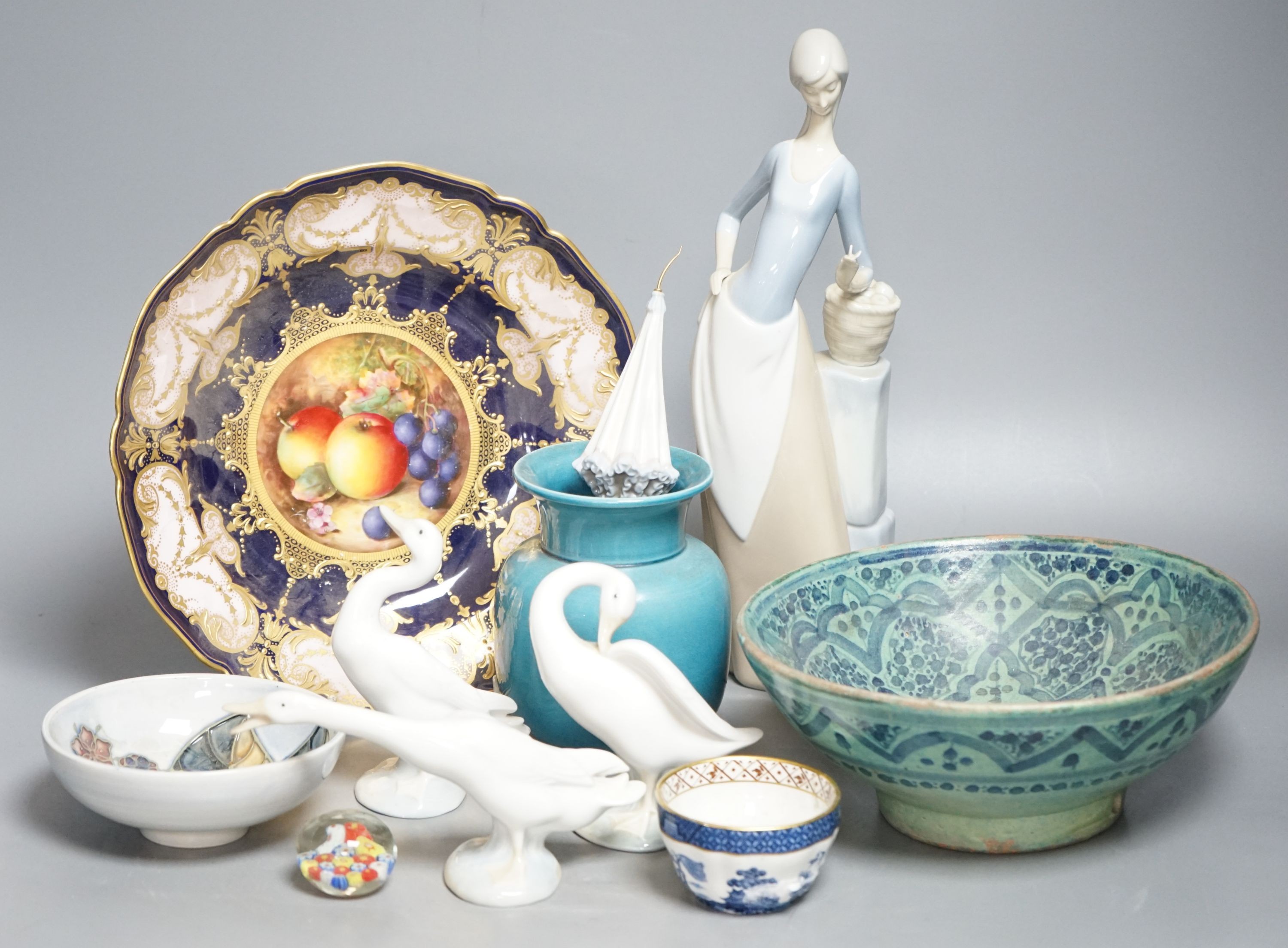 A quantity of mixed ceramics to include Lladro, Royal Worcester, Moorcroft etc.